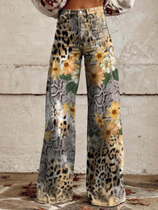 Rosa Jeans | Dames Jeans met Bloemenprint en Comfortabele Stretch Pasvorm