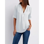 Nora Blouse | Comfortabele Damesblouse met Halve Rits en Relaxte Pasvorm
