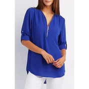 Nora Blouse | Comfortabele Damesblouse met Halve Rits en Relaxte Pasvorm