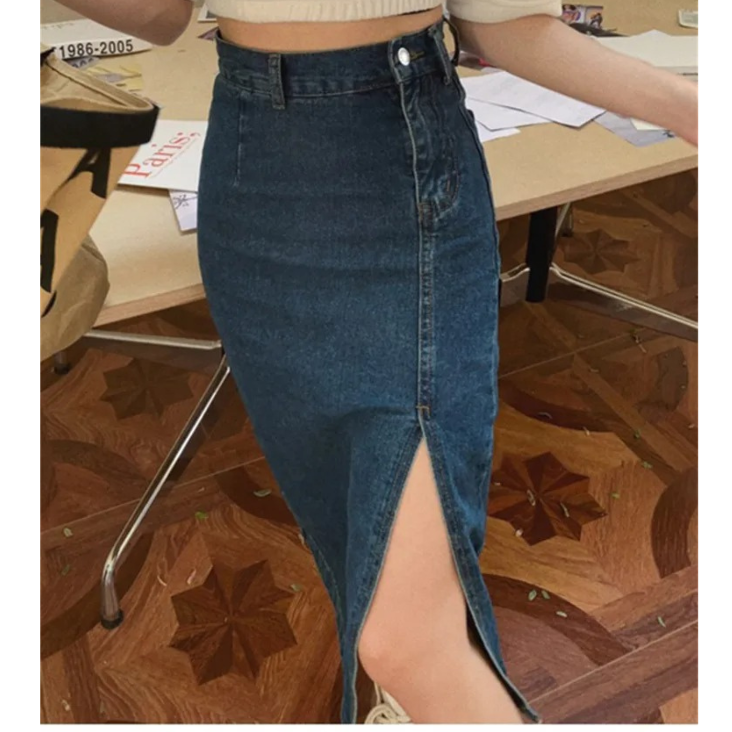 Alijn Rok | Denim Kokerrok met High Waist, Zijsplit en Klassieke Pasvorm