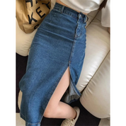 Alijn Rok | Denim Kokerrok met High Waist, Zijsplit en Klassieke Pasvorm