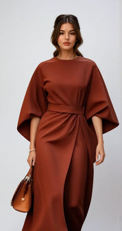 Lucia Bellanova | Elegante Damesjurk met Lantaarnmouwen en Ceintuur