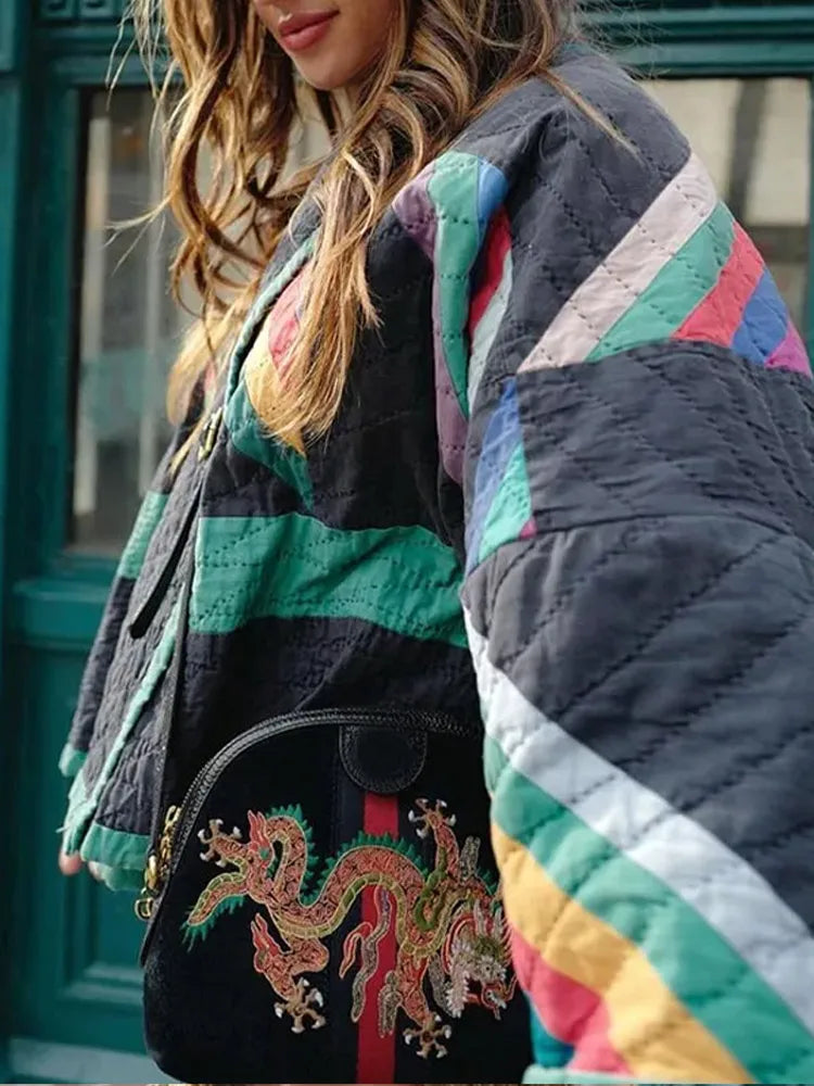 Anya | Oversized Multicolor Tussenjas Dames - Trendy, Opvallend en Stijlvol - Multicolor