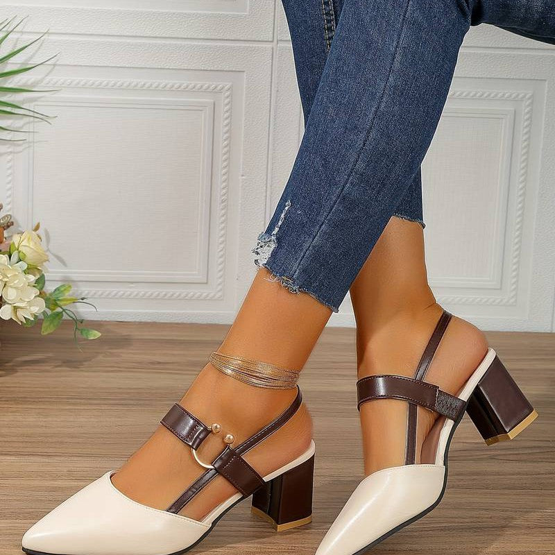 Alessia Orthopedische dames hakken – stijlvolle slingbacks met blokhak en spitse neus