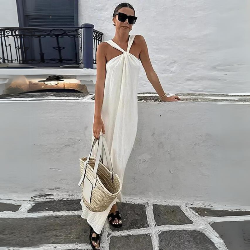 Ari Dress | Elegante Maxi-jurk met Halternek en Vloeiend Silhouet