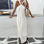 Ari Dress | Elegante Maxi-jurk met Halternek en Vloeiend Silhouet