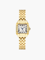 Dames Horloge Vierkante Kast Guilloche Wijzerplaat Romeinse Cijfers - Goud / Zilver - Maelen