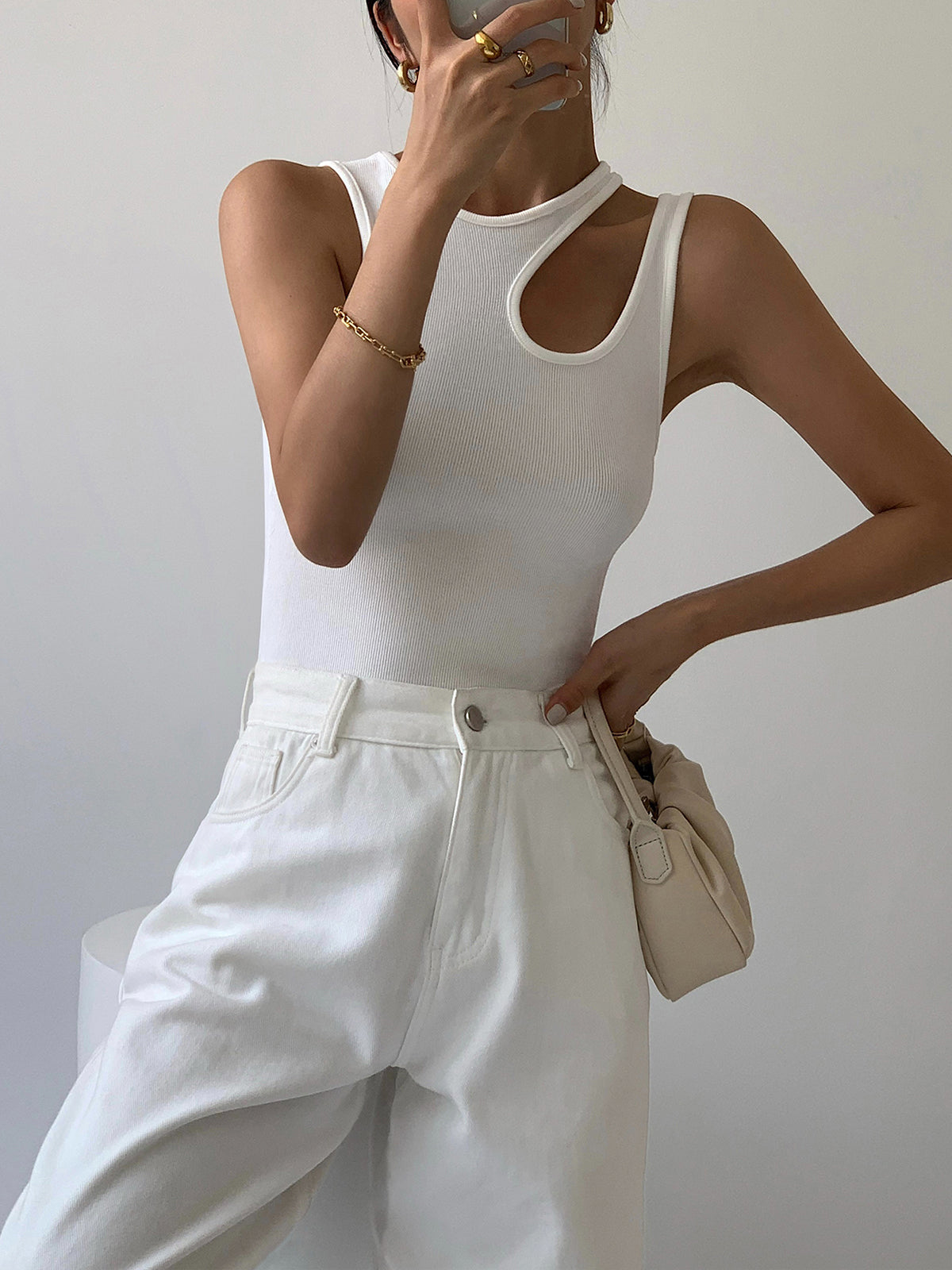 Rib Top Dames met Cut Out Detail - Isabella Fiora