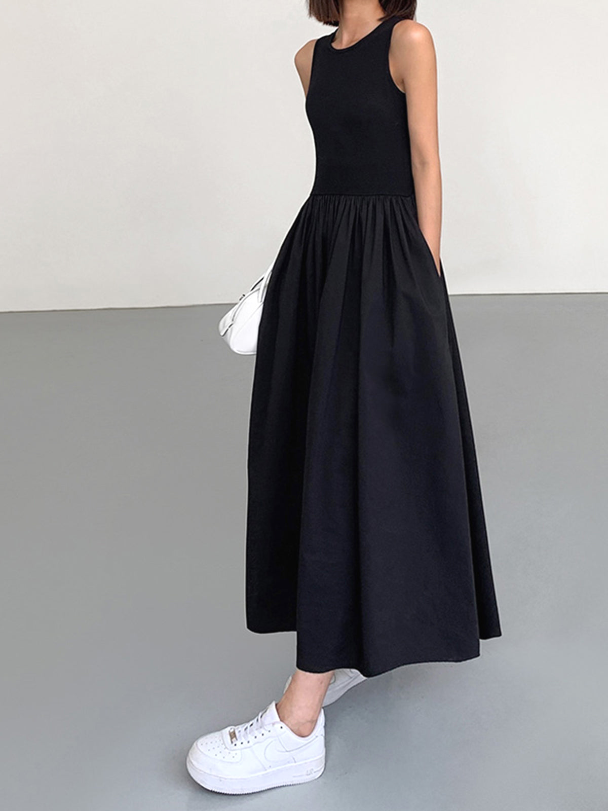 Lange Jurk Dames | Maxi Jurk met Ronde Hals en Stretch - Valentina Romano