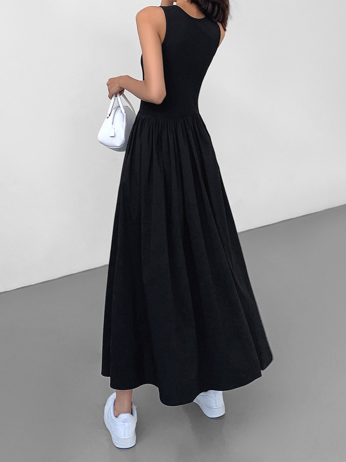 Lange Jurk Dames | Maxi Jurk met Ronde Hals en Stretch - Valentina Romano