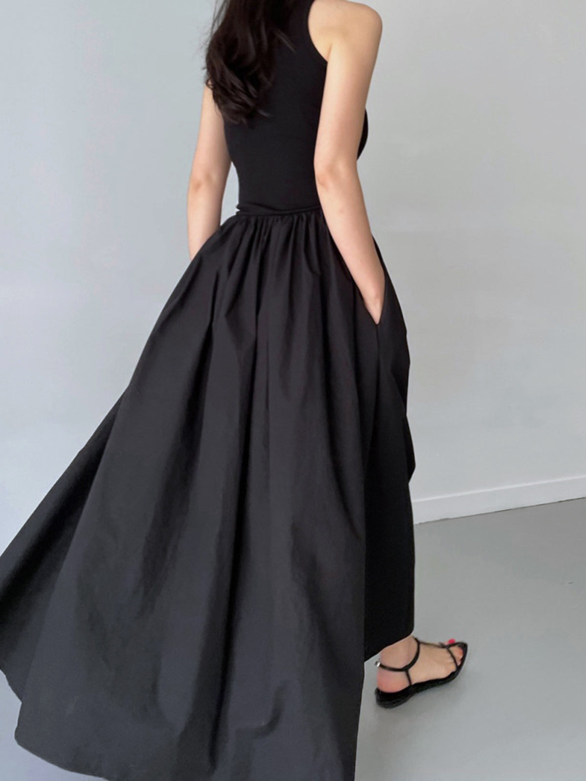 Lange Jurk Dames | Maxi Jurk met Ronde Hals en Stretch - Valentina Romano