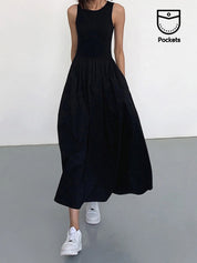 Lange Jurk Dames | Maxi Jurk met Ronde Hals en Stretch - Valentina Romano