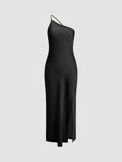 Satijnen Maxi Jurk | Lange Jurk met Open Rug en Split - Alessia Fiora