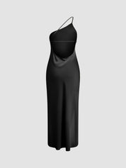 Satijnen Maxi Jurk | Lange Jurk met Open Rug en Split - Alessia Fiora