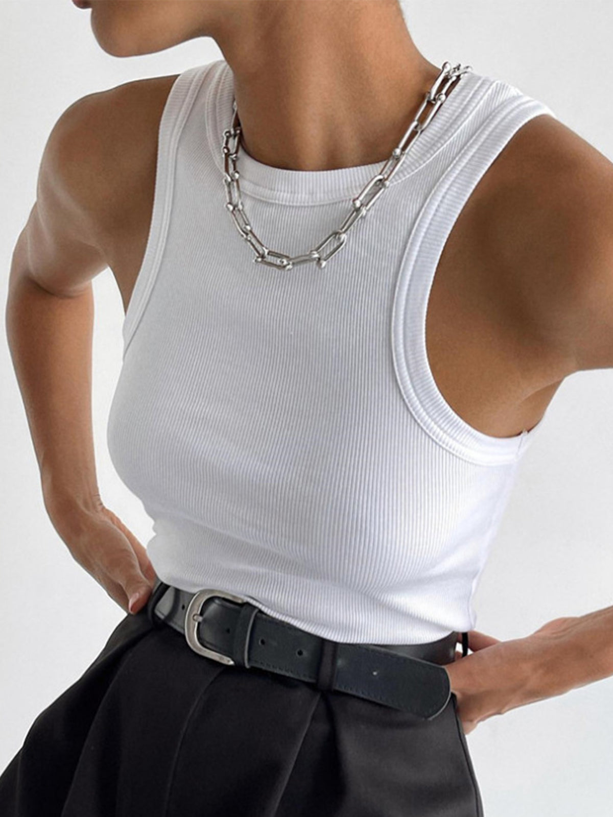 Rib Crop Top Dames Aansluitend - Giulia Fiora