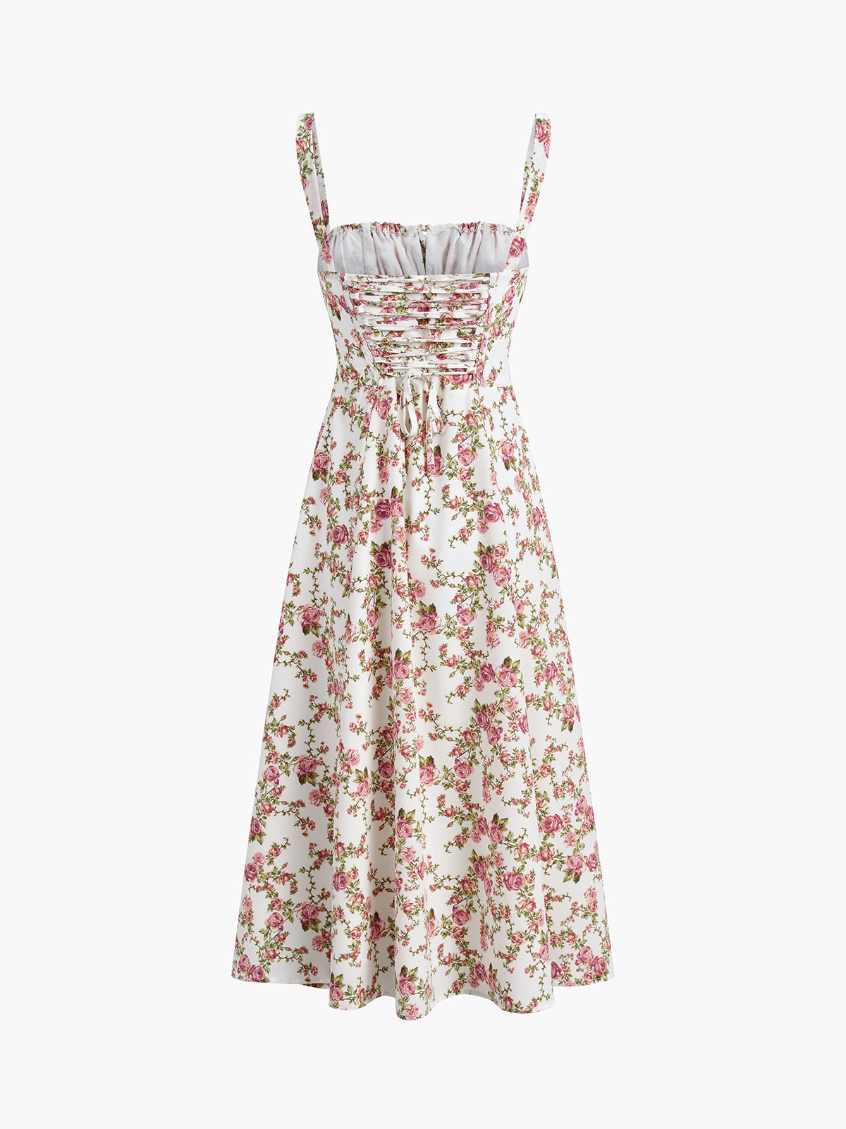 Bloemen Midi Jurk Zomer met Split en Smalle Bandjes - Isabella Fiorenza