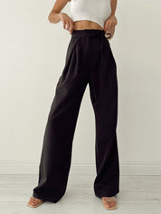 Riva | Pantalon met Hoge Taille voor Dames en Wijde Pijpen - Luchtig, Elegant en Veelzijdig - Beige / Zwart