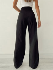 Riva | Pantalon met Hoge Taille voor Dames en Wijde Pijpen - Luchtig, Elegant en Veelzijdig - Beige / Zwart