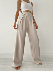 Riva | Pantalon met Hoge Taille voor Dames en Wijde Pijpen - Luchtig, Elegant en Veelzijdig - Beige / Zwart