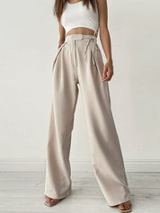 Riva | Pantalon met Hoge Taille voor Dames en Wijde Pijpen - Luchtig, Elegant en Veelzijdig - Beige / Zwart