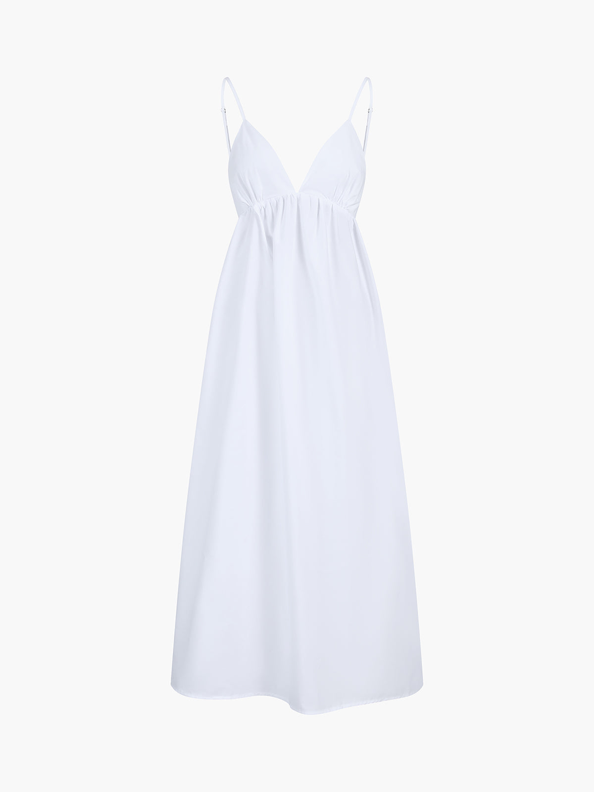 Dames Maxi Jurk Open Rug Spaghettibandjes 100% Katoen - Wit / Zwart / Blauw - Maelen