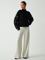 Oversized Trui Dames | Gebreide Trui met Opstaande Kraag - Valentina Romano