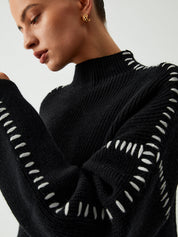 Oversized Trui Dames | Gebreide Trui met Opstaande Kraag - Valentina Romano