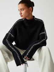 Oversized Trui Dames | Gebreide Trui met Opstaande Kraag - Valentina Romano
