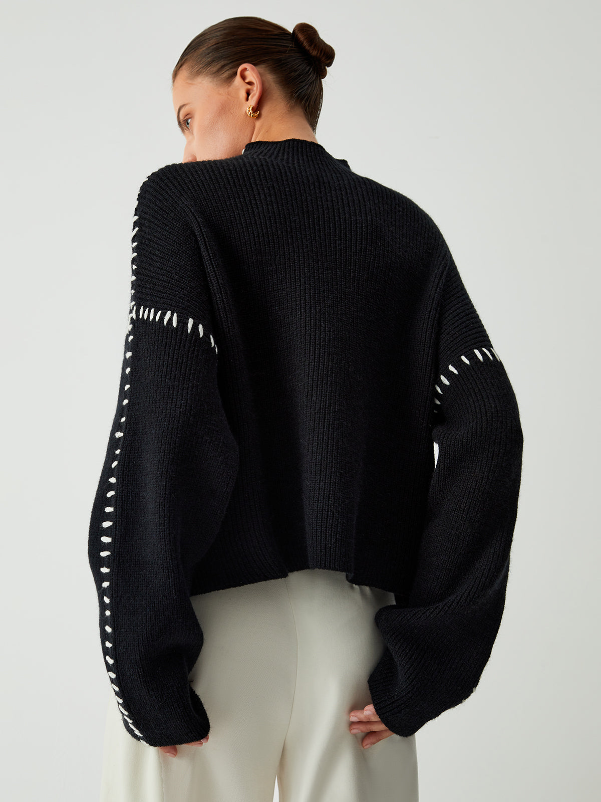 Oversized Trui Dames | Gebreide Trui met Opstaande Kraag - Valentina Romano