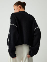 Oversized Trui Dames | Gebreide Trui met Opstaande Kraag - Valentina Romano