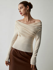 Off Shoulder Top Dames met Lange Mouwen en Slim Fit - Valentina Romano