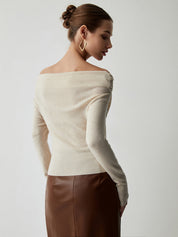 Off Shoulder Top Dames met Lange Mouwen en Slim Fit - Valentina Romano