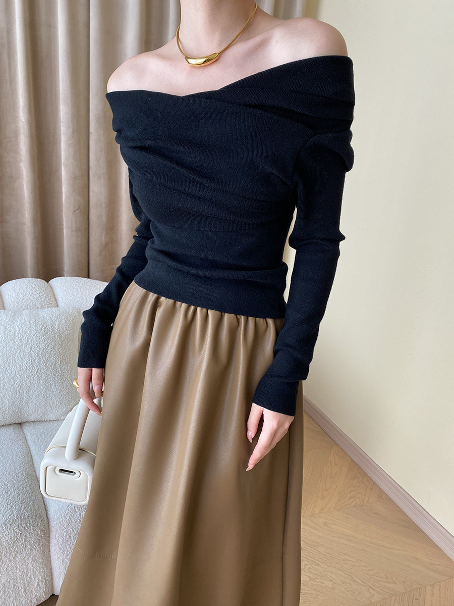 Off Shoulder Top Dames met Lange Mouwen en Slim Fit - Valentina Romano