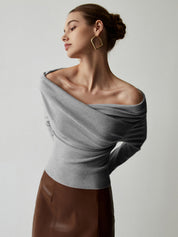 Off Shoulder Top Dames met Lange Mouwen en Slim Fit - Valentina Romano