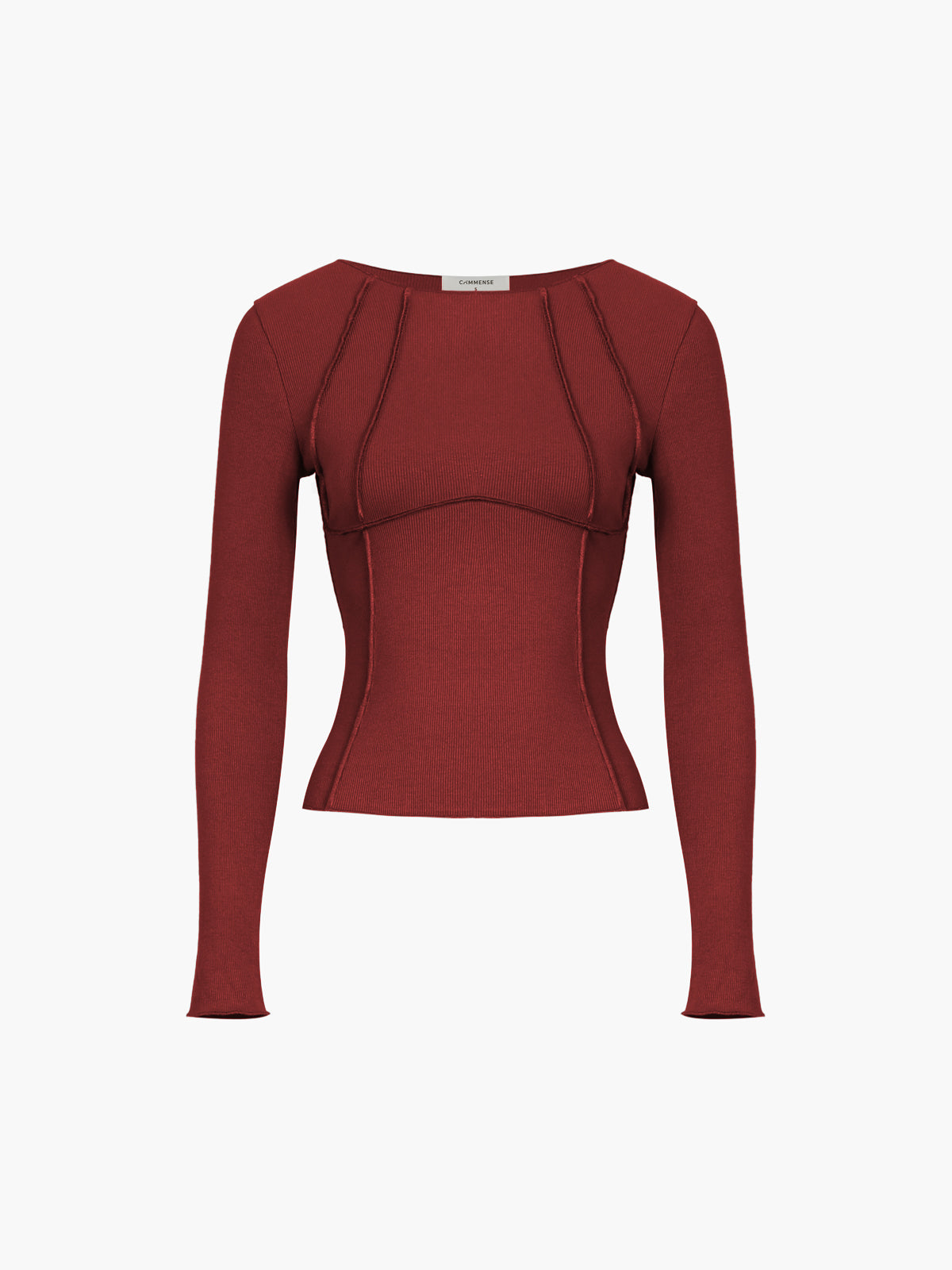 Dames Longsleeve Geribd Top Pijpnaad Detail Aansluitend - Zwart / Wit / Navy - Maelen