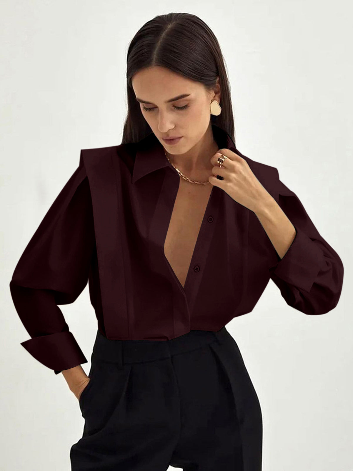 Oversized Blouse Dames Katoen - Valeria Bellamore
