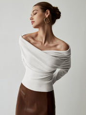 Off Shoulder Top Dames met Lange Mouwen en Slim Fit - Valentina Romano