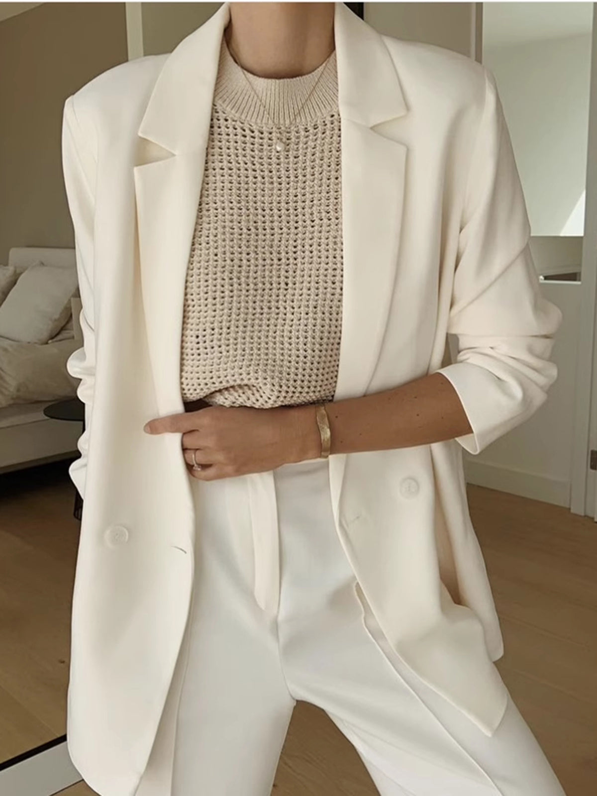 Dames Gebreide Mouwloze Top Ajour Detail Effen - Abrikoos / Zwart / Bordeaux - Maelen