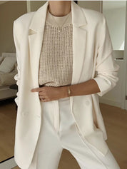 Dames Gebreide Mouwloze Top Ajour Detail Effen - Abrikoos / Zwart / Bordeaux - Maelen