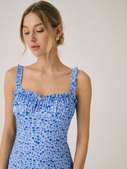 Bloemen midi bohemian jurk met split en open hals - Valentina Fiora