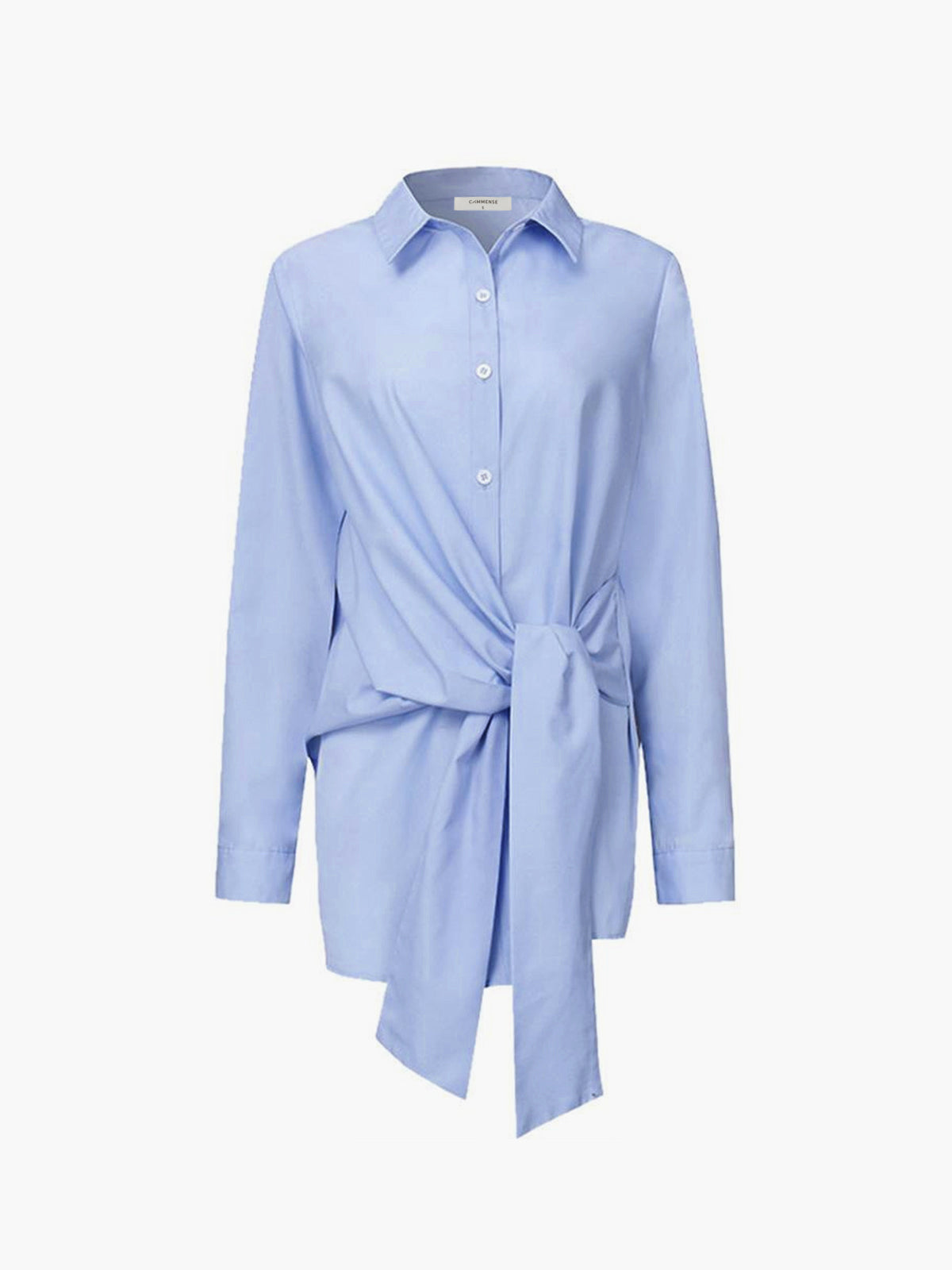 Dames lange blouse met knoopsluiting en strikdetail - Isabella Belluci