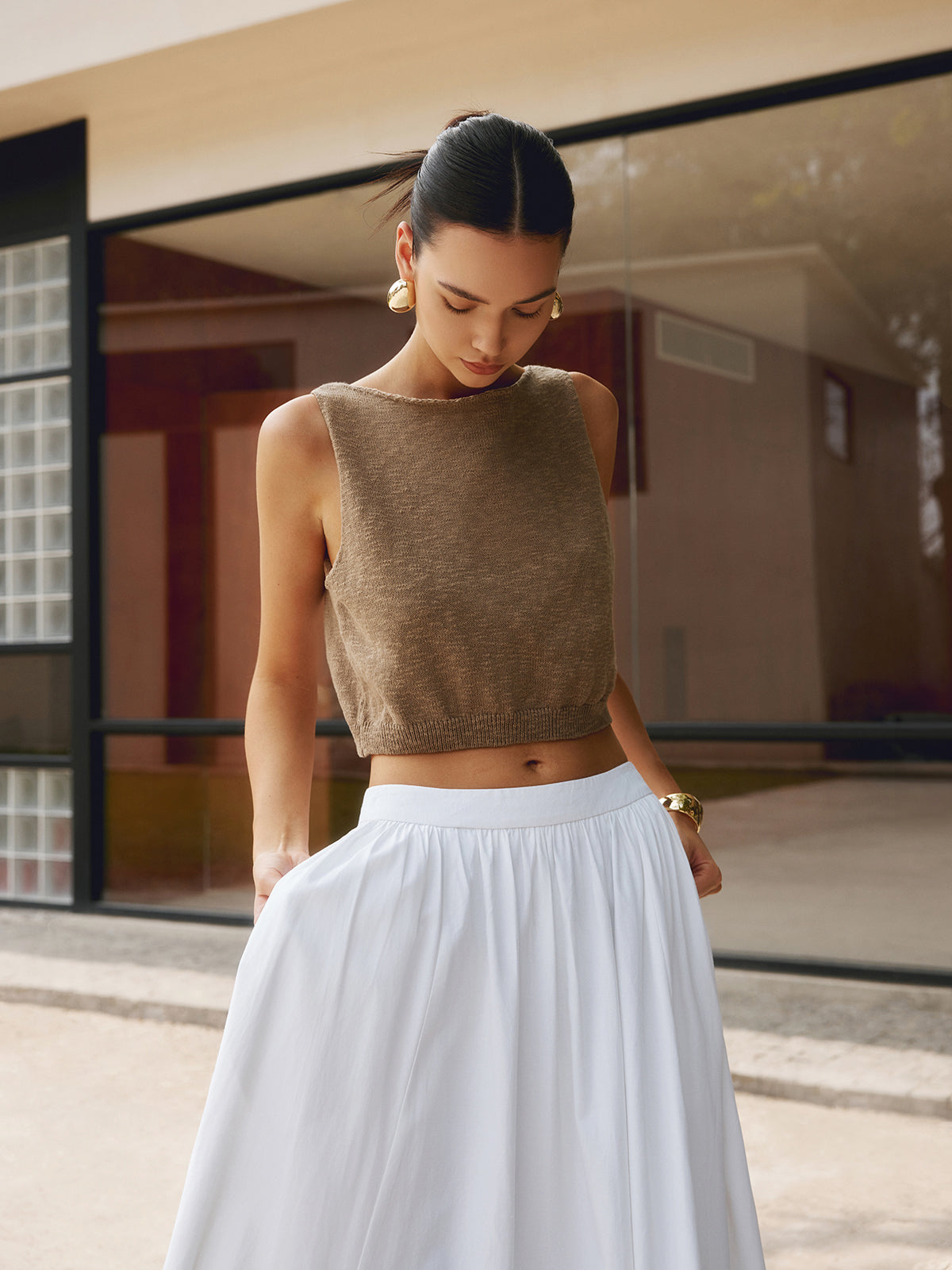 Gebreide Crop Top Dames - Isabella Bellamore