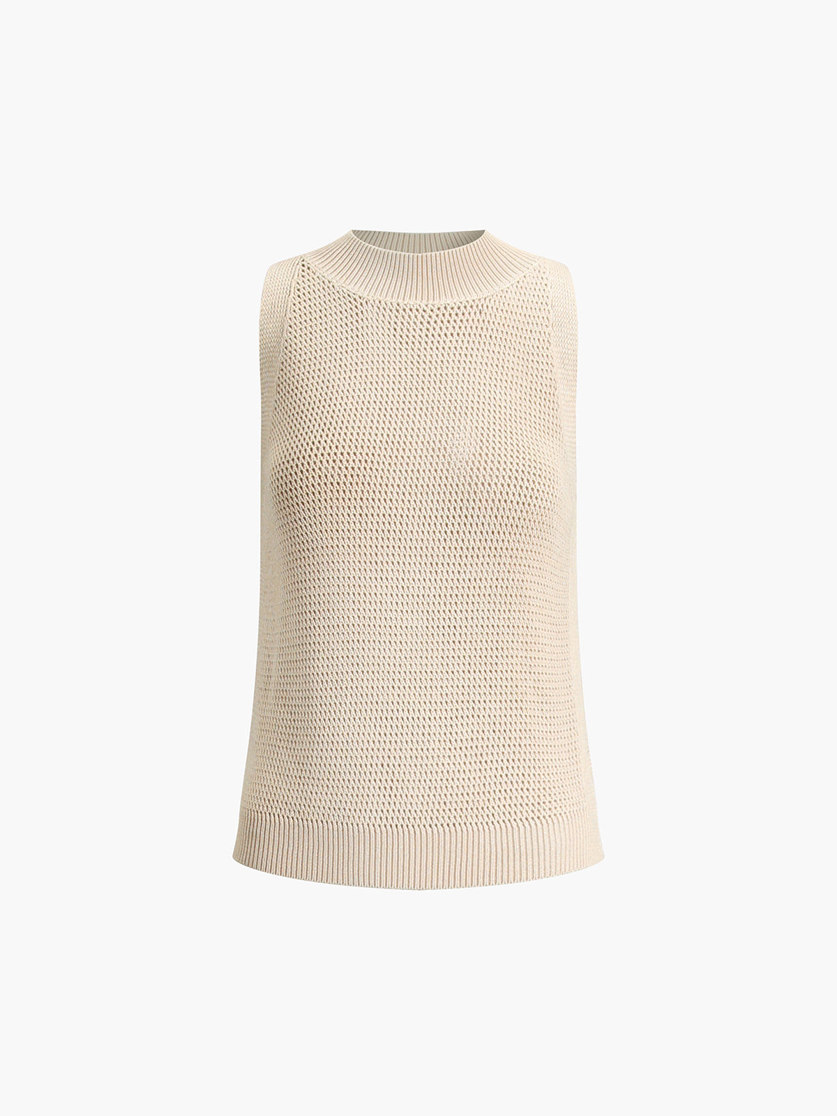 Dames Gebreide Mouwloze Top Ajour Detail Effen - Abrikoos / Zwart / Bordeaux - Maelen