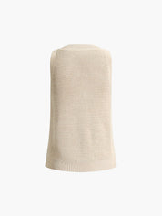 Dames Gebreide Mouwloze Top Ajour Detail Effen - Abrikoos / Zwart / Bordeaux - Maelen