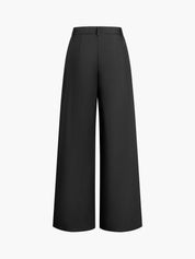 Dames Wide Leg Pantalon Hoge Taille Geweven Stof - Zwart / Wit / Khaki - Maelen