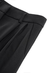 Dames Wide Leg Pantalon Hoge Taille Geweven Stof - Zwart / Wit / Khaki - Maelen