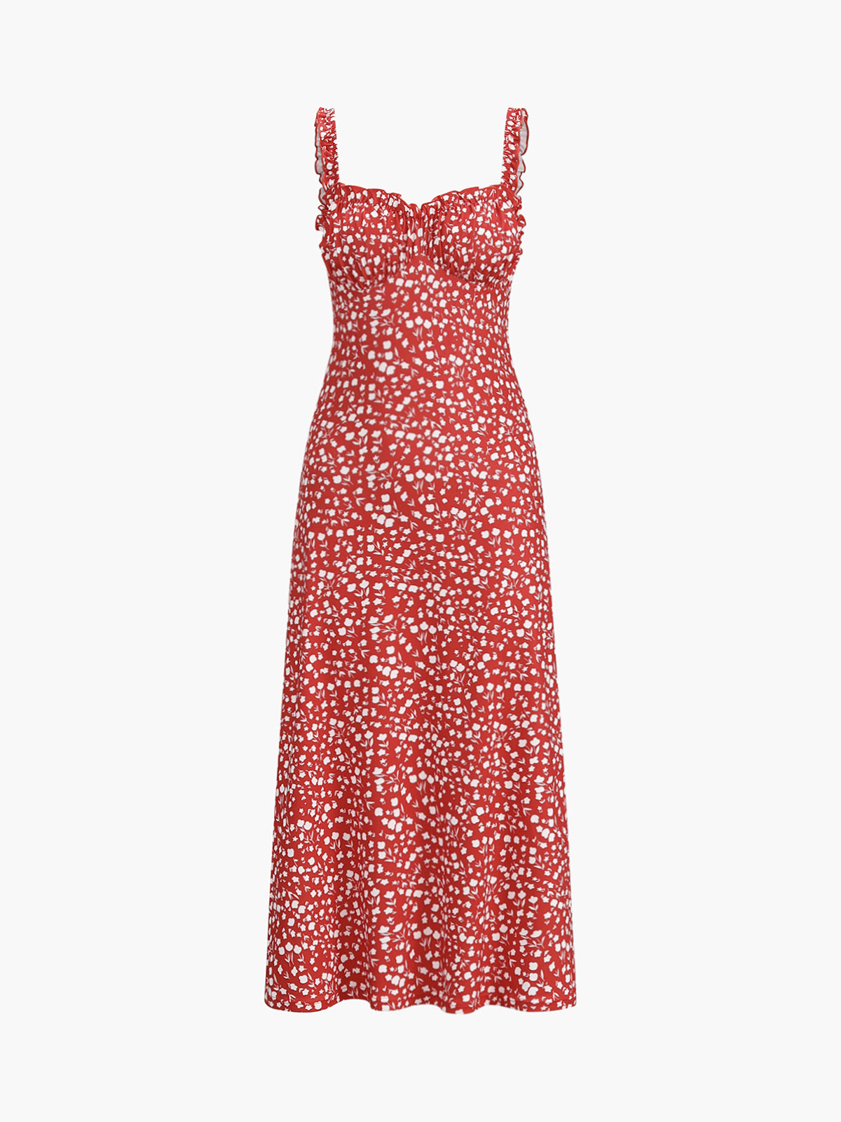 Bloemen midi bohemian jurk met split en open hals - Valentina Fiora
