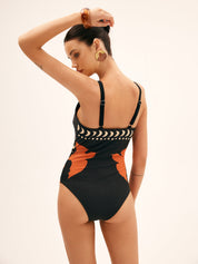 Badpak Dames met Cut-Out en Vogel Print - Alessandra Moretti