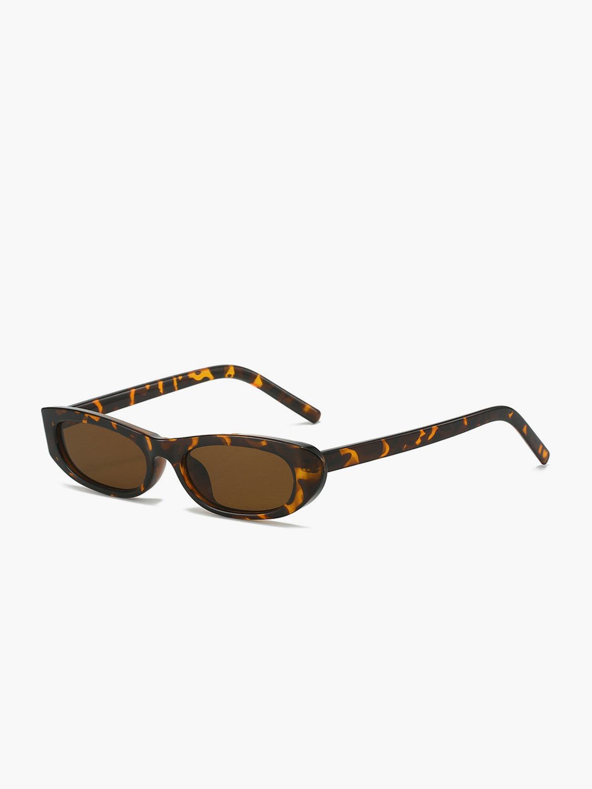 Ultra Smalle Zonnebril Dames met Tortoise Montuur en UV400 - Bruin - Maelen
