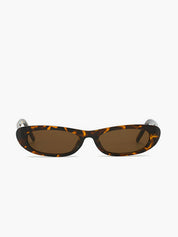 Ultra Smalle Zonnebril Dames met Tortoise Montuur en UV400 - Bruin - Maelen